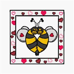 detailed valentine heart machine embroidery pattern - Framed Honeybees for reusable tote bags