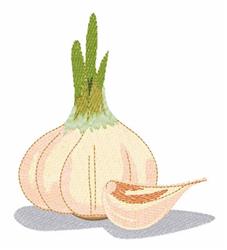 detailed garlic machine embroidery pattern - Fresh Garlic for kitchen tea towels