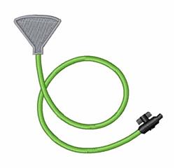 Simple funnel with gray triangular shape, bright green flexible hose, and small black connector for practical use.