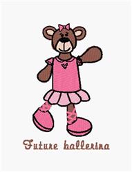 Future Ballerina - 4x4 bear detailed machine embroidery design for cute baby onesies