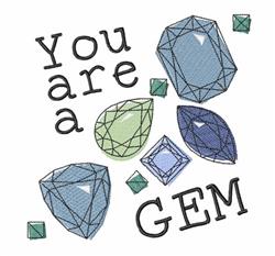detailed stone machine embroidery pattern - Gem Stones perfect for reusable tote bags