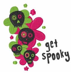 Get Spooky Skulls - 4x4 skull detailed machine embroidery design for reusable tote bags