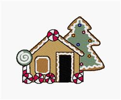 gingerbread man detailed machine embroidery - Gingerbread House for kitchen aprons