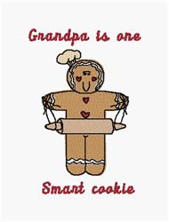 Cheerful gingerbread man in playful style, wearing a chef's hat and holding a rolling pin, with hearts and festive text.