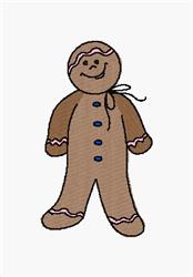 Playful gingerbread man with blue buttons and icing details, ideal for holiday-themed projects.