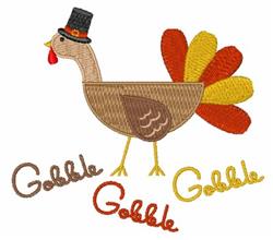 beginner-friendly bird machine embroidery pattern - Gobble Turkey for kitchen aprons