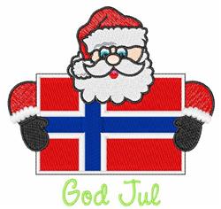 detailed christmas Santa Claus machine embroidery pattern - God Jul for Greeting Cards