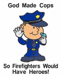 detailed cop machine embroidery pattern - God Made Cops perfect for kitchen tea towels