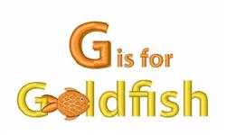 Playful goldfish in vibrant orange with bold letters 'G is for Goldfish'. Ideal for children's items.