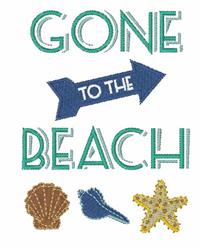starfish detailed machine embroidery - Gone To Beach perfect for reusable tote bags