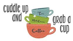 Grab A Cup - 4x4 cup beginner-friendly machine embroidery design for kitchen tea towels