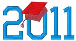 Bold blue numbers '2011' with a playful red graduation cap featuring a tassel, perfect for graduation celebrations.