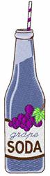 Colorful grape soda bottle with a vintage glass design, deep purple liquid, and a striped straw, perfect for summer.