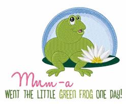 detailed frog machine embroidery pattern - Green Frog perfect for kitchen tea towels