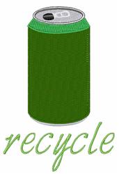 Cartoon green recycle can with shiny top and 'recycle' in cursive below, celebrating environmental awareness.