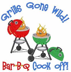 detailed wild machine embroidery pattern - Grill Gone Wild perfect for kitchen aprons