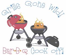 Grills Gone Wild - 6x10 cross detailed machine embroidery design for kitchen aprons