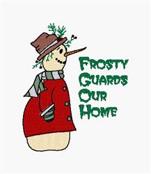 snowman detailed machine embroidery - Guards Our Home for patchwork quilt blocks