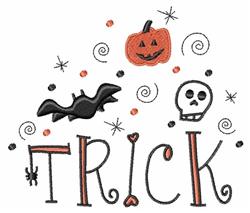 pumpkin beginner-friendly machine embroidery - Halloween Trick for kitchen aprons