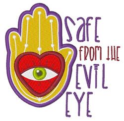 Colorful hamsa hand with heart and eye, vibrant yellows and reds enhancing the protective design.