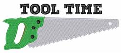 Cartoon-style hand saw with a green handle and serrated blade, featuring 'TOOL TIME' in bold lettering.