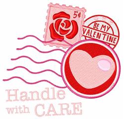 Handle With Care - 5x7 rose detailed machine embroidery design for reusable tote bags