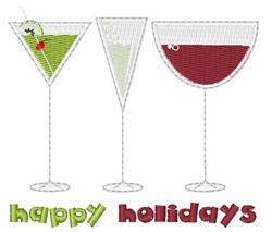 beginner-friendly christmas holiday machine embroidery pattern - Happy Holidays for Cocktail Menu Covers