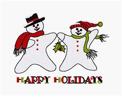 Happy Holidays - 5x7 snowman detailed machine embroidery design for reusable tote bags