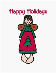 angel detailed machine embroidery - Happy Holidays perfect for reusable tote bags