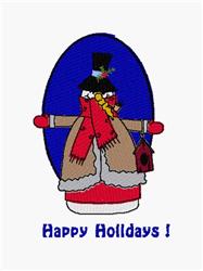 Happy Holidays - 5x7 bird detailed machine embroidery design for festive table runners