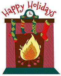 holiday detailed machine embroidery - Happy Holidays for decorative wall hangings