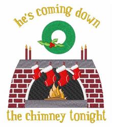 detailed christmas down machine embroidery pattern - Hes Coming Down for kitchen tea towels