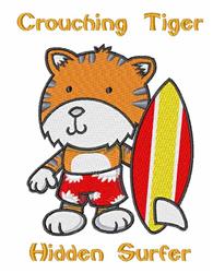 detailed summer tiger machine embroidery pattern - Hidden Surfer for Kids Backpacks