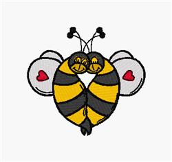 heart detailed machine digital embroidery - Honeybees perfect for reusable tote bags