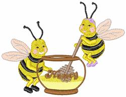 Honeybees - 5x7 honeybee detailed machine embroidery design for kitchen tea towels
