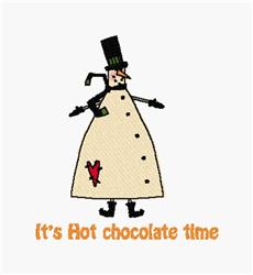 Hot Chocolate - 5x7 snowman detailed machine embroidery design for kitchen tea towels