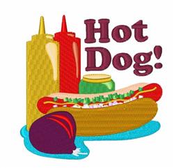 puppy dog detailed machine embroidery - Hot Dog perfect for decorative pillow covers