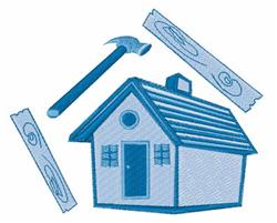 House Construction - 5x7 construction detailed embroidery design for reusable tote bags