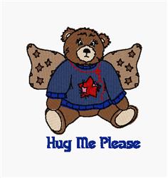 Hug Me Please - 4x4 bear detailed embroidery design for decorative pillow covers