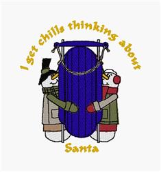 detailed christmas Santa Claus machine embroidery pattern - I Get Chills for kitchen tea towels