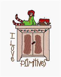 I Love Primitives - 5x7 primitive detailed embroidery design for patchwork quilt blocks