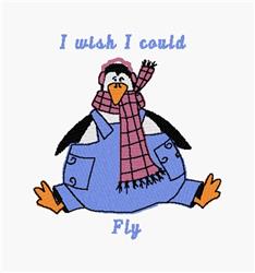 detailed penguin machine embroidery pattern - I Wish perfect for reusable tote bags