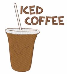 Playful iced coffee cup with brown body, white lid, a straw, and bold 'ICED COFFEE' text, perfect for summer.
