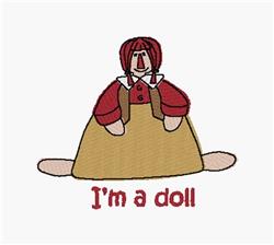 detailed doll machine embroidery pattern - Im A Doll perfect for kitchen tea towels
