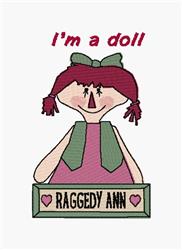 heart detailed machine digital embroidery - Im A Doll perfect for reusable tote bags
