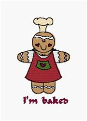 Im Baked - 4x4 gingerbread man detailed embroidery design for kitchen tea towels