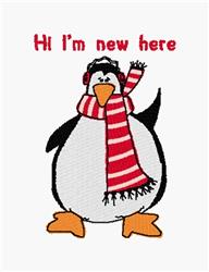 Im New Here - 5x7 penguin detailed machine embroidery design for cute baby onesies