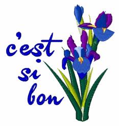 Colorful iris flowers in blue and purple tones with green leaves, capturing the essence of spring.