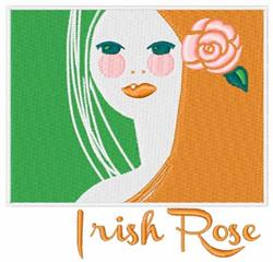 Stylized female figure with blonde hair and rose, showcasing Irish flag colors for St. Patrick's Day.