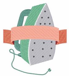 Playful iron in green and gray with polka dots, wrapped in a coral banner, featuring a visible cable.